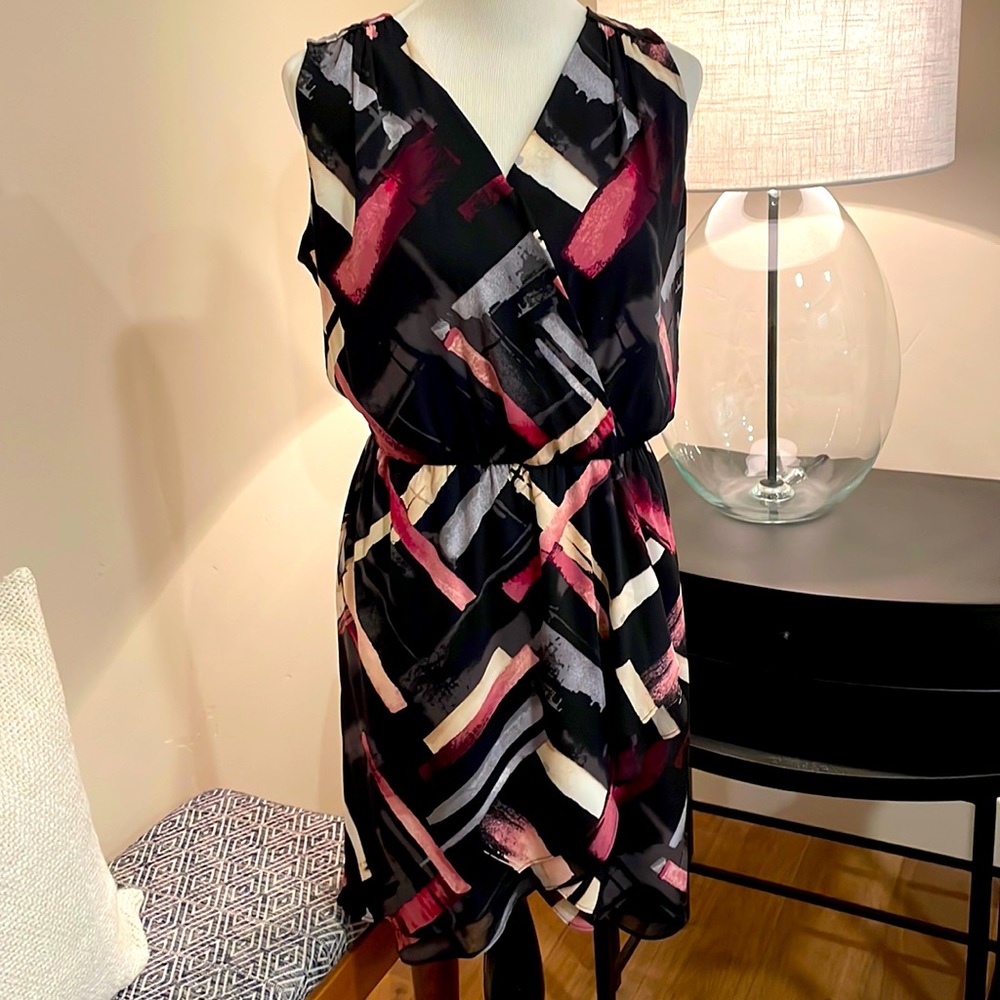 WHBM Black, grey, mauve, and pink Dress